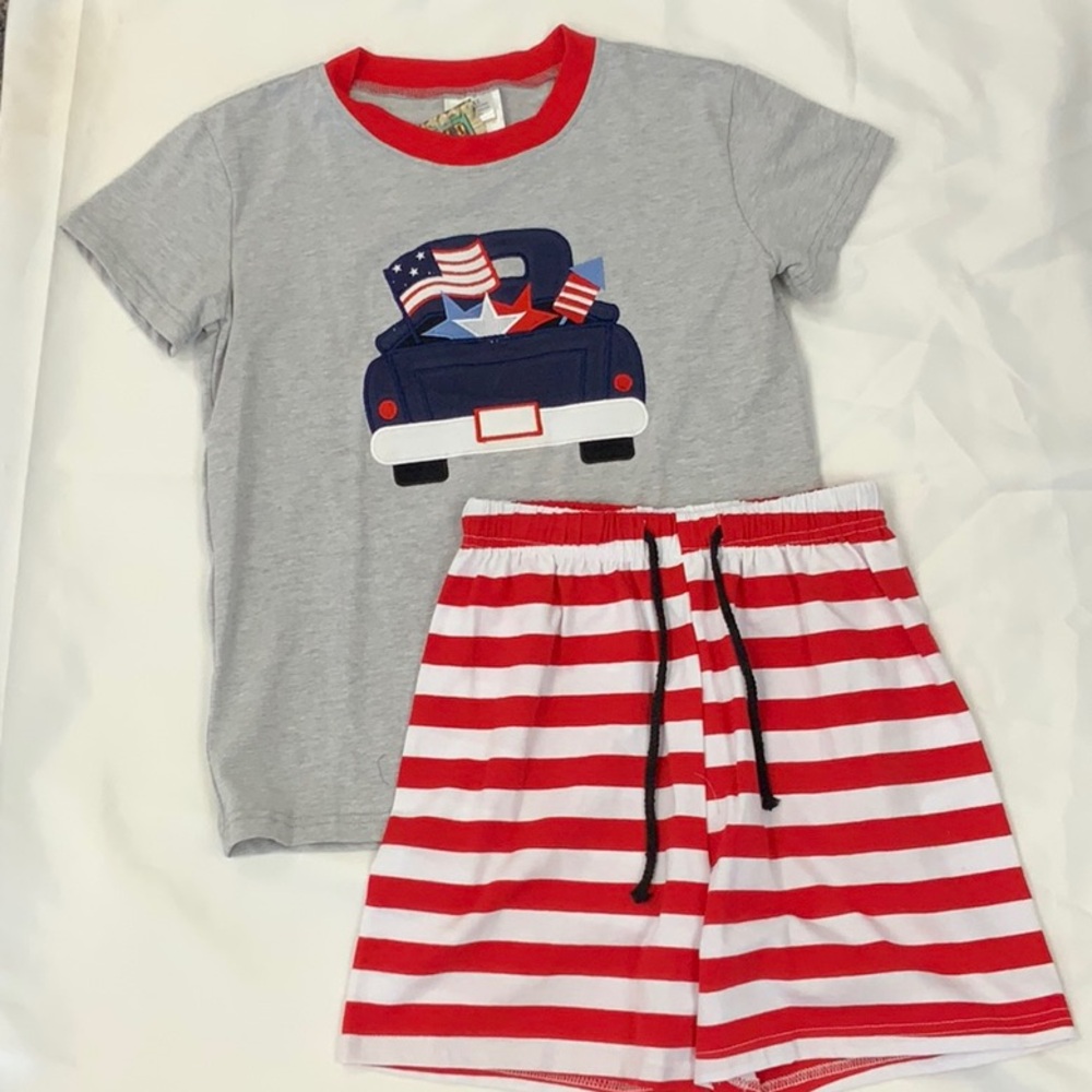 Patriotic Kids Pajama Set - Gray and Red